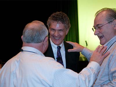 Scott sharing a laugh with attendees after his main stage Keynote Presentation at the FORUM 400.